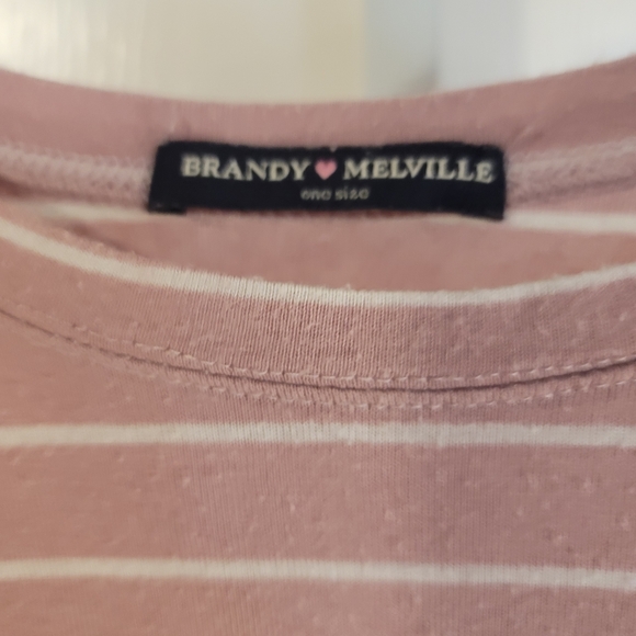 Brandy Melville Pink Stripe Tee Shirt Small - Picture 2 of 3